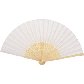 Paper Fan, Paper Fans Handheld, Shanrya Party Favors Folding Fan Folding Fan Hand Held Folding Hand Fan for Dancing Prop Stages Performance Props(Beige Silk Fan and Beige Paper Box)