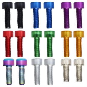2 Sets for Each 9 Colors Bike Bottle Cage Screw Water Bottle Cage Hex Bolts Holder Socket Rack Kettle Aluminum Alloy Titanium Alloy M5x12/14/15mm Road Bike Mountain Bicycle (Total 18 pcs)