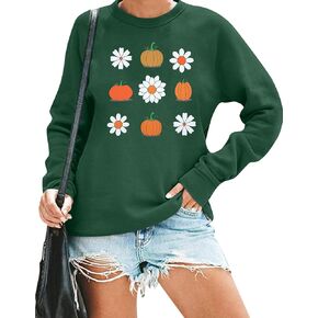 MOUSYA المرأة الخريف اليقطين بلوزات اليقطين عاشق البلوز الخريف الأزهار طويلة الأكمام المحملة الشكر الخريف خفيفة الوزن in Kuwait