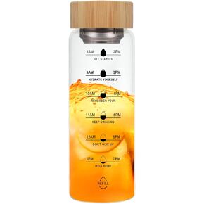 25oz Glass Water Bottle, Leak-Proof, with Stainless Steel Tea Infuser, BPA-Free, Suitable for Office, Car, Gym, and Travel, Reusable, for Hot and Cold Beverages (Circular-25oz)