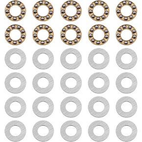 10 Pcs NUZAMAS 8x16mm Miniature Thrust Axial Metal Ball Bearing Small and Micro Flat Thrust Ball Bearings Steel Pressure Bearings for Door and Window Hinges