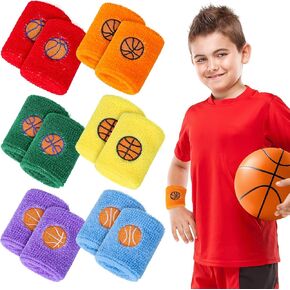 24Pcs Sports Wristbands for Kids Ball Pattern Wrist Sweatbands 6 Colors Terry Cloth Athletic Wristbands for School Students Teachers Birthday Party Gifts