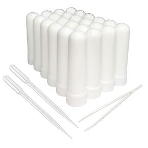 Essential Oil Aromatherapy Blank Nasal Inhaler Tubes (Including 24 Complete Sticks + Including 12 Extra Stick +2 Polyethylene Pipette Droppers +1Plastic Tweezers)