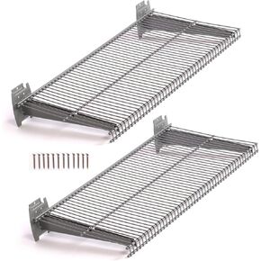 baoz 2pcs المرآب جدار الجرف عدة slatwall رفوف تخزين الرف الثقيلة معدن الكربون الصلب العائمة الجرف شنت رفوف التهوية للمرآب slatwall رف المرآب جدار رفوف (12x24in) in Kuwait