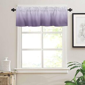 Valance Curtain Short Kitchen Valance for Windows, Purple Gradient Valances for Bedroom Living Room Bathroom, Small Rod Pocket Decorative Window Valance 54"x18"
