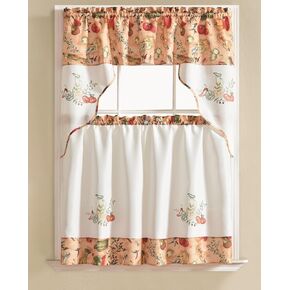 RT Designers Collection Lemon Urban Embroidered Tier & Valance Kitchen Curtain Set in Saudi Arabia