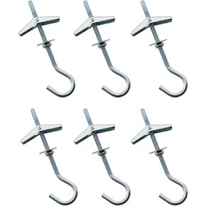 6PCS Metal Hooks 90mm Ceiling Plane Expansion Screws Spring Toggle Wing Bolt Plasterboard Ceiling Hooks Orchid Hook Fitting Hanger Wall Ceiling Mounting Used for Fixing Hanging Flags Lamps