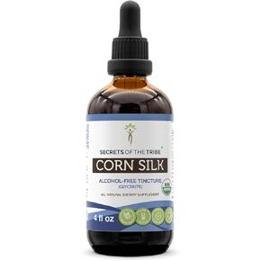 Secrets of the Tribe Corn Silk Tincture Alcohol-Free Extract, USDA Organic Corn Silk (Zea Mays) Dried Silk Tincture Supplement (4 FL OZ)