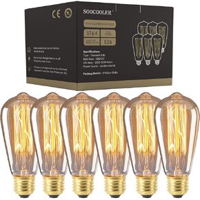 Edison Light Bulbs 25W - Thomas Edison Light Bulb Style - Incandescent Clear Glass Vintage Antique Bulb for Home Light Fixtures - Amber Warm 2700K - (6 Pack /110v)