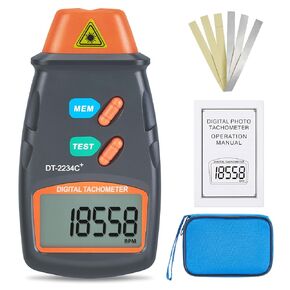 Digital Laser Photo Tachometer Non Contact RPM Tach, Noncontact Laser Photo Sensor with 2.5RPM to 99999 RPM