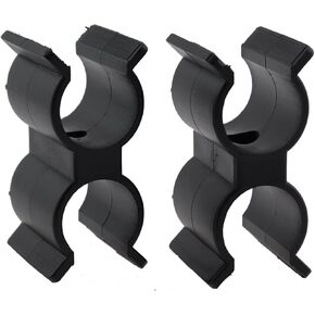 2PCS 68mm Black Plastic Twin Tube Clamp Caravan Boat Hardware Accessory Twin Mast Sailboat Top Pole Clamp Holder Suitable for Fixing Boat Hook Ramp Trusses Ladders Pole Tail Light