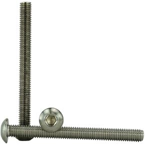 Stainless #10-32 x 1-1/4" (1/2" to 2" Available) Socket Button Head Cap Screws, Full Thread, Hex Drive, Stainless Steel 18-8, Machine Thread (10-32 x 1-1/4")