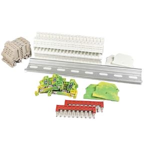 ICI Dinkle DIN Rail Terminal Block Kit #2 White 20 DK4N-WE 10 AWG Gauge 30A 600V Ground DK4N-PE Jumper DSS4N-10P End Covers End Brackets