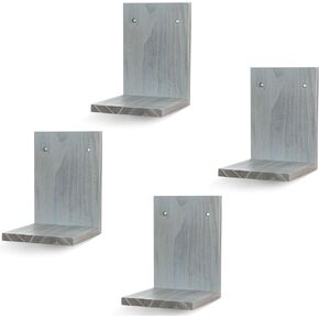 PHOENANCEE Small Wall Shelves,Mini Floating Shelf Set of 4,Plants Hanging Storage Display Ledges Wooden Decor Indoor for Living Room Bedroom Bathroom Kitchen Office Decoration(Rustic Gray)