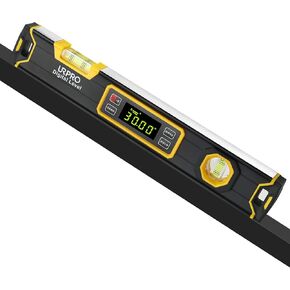 15.7-Inch Digital Torpedo Level and Protractor Neodymium Inclinometer V-Groove Magnets Bright LCD Display smart level IP54 Dust/Water Resistant Black