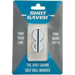 Shot Saver | Golf Ball Marker | White Black | Silver | Golf | Golf Course Marker | 8 Shape
