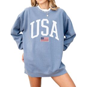 USA Flag Graphic Sweatshirt for 4th of July – Unisex Pullover for Women and Men, 80% Cotton, Perfect for Independence Day