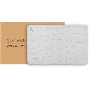 Stone Bath Mat, Diatomaceous Earth Bath Mat Stone - Ultra Quick Drying Large Stone Bath Mat | Non-Slip, Dry Fast Solid Super Absorbent Stone Bath Mats for Bathroom, Stone Shower Mat - Light Grey in Saudi Arabia