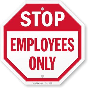 SmartSign - K-4676-PL-10o10 "Stop - Employees Only" Sign | 10" x 10" Plastic