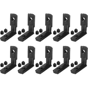 uxcell L-Shape Interior Joint Bracket, 10Set Inside Corner Connectors with M5 Screws for 2020 Series Aluminum Extrusion Profile (Black)