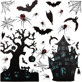 AIEX 6 Sheets of Halloween Window Clings Window Clings Stickers Bat Window Stickers for Hallow Party Christmas for Glass Wall Window Door Dresser