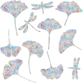 Window Decals for Bird Strikes - Anti-Collision Window Clings - Prismatic Non Adhesive Vinyl Rainbow Window Stickers to Save Birds from Glass Collisions, JDQC-Leaf33