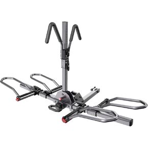 KYX Bike Rack for Car Hitch Mount for 2 Bikes Up to 180LBS Load, E-Bike Platform Rack Quick Tilt Release, Foldable, Anti-Wobble and Double Lock System Bicycle Car Rack for 2'' Receiver, SUV, RV