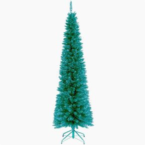 National Tree Company Artificial Christmas Tree, Turquoise Tinsel, Includes Stand, 6 feet
