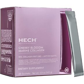 HECH Cherry Blossom Marine Collagen - Drink Sachets for Youthful Glow with 4,600 mg of Marine Collagen and an Antioxidant Matrix with Natural Plant Extracts
