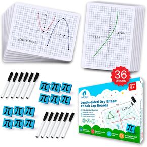 25 Pack Double-Sided Dry Erase Graph Lap Boards - 12''x9'', Class Set of Individual Classroom Whiteboards for Students, XY Axis Graphing Lap Board, Math Teacher Supplies for Classroom - Simply Magic