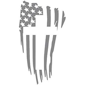 American Flag and Cross NOK Decal Vinyl Sticker |Cars Trucks Vans Walls Laptop|Gray|5.5 x 3.25 in|NOK925
