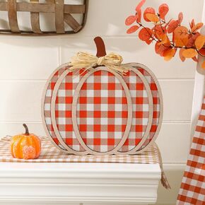 FestalMart Fall Decorations for Home-11 Wooden Pumpkin Sign-Autumn Thanksgiving Decorations for Home Farmhouse Rustic Harvest Kitchen Tabletop Fireplace Decor