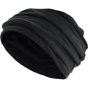 1 Pack Black Cotton Slouchy Beanie Hats Women's Baggy Slouchy Beanie Baggy Slouchy Beanie Chemo Cap for Cancer Patients Chemo Cap for Cancer Patients Cancer Headwear Hats Turban