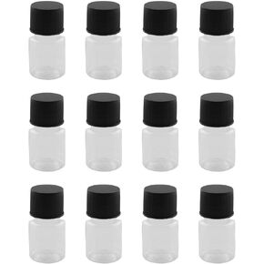 12PCS Transparent Black Lab Wide Mouth Small Plastic Water Bottles Reagent Bottle Liquid Bottle Solid Powder Bottle Plastic Bottles Lab Cylindrical Chemical Reagent Bottle