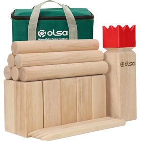 OLSA Kubb Yard Games Kubb Outdoor Toss Game Set for Adults Family Viking Chess Yard Games with Carrying Bag for Beach Camping Lawn Party (Measuring Tape Included)