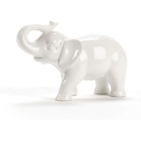 Abbott Collection Ceramic Elephant Figurine, White (Small)