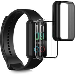 kwmobile Cover Comaptible with Huami Amazfit Band 7 Covers - 2X Tempered Glass with Plastic Frame - Transparent