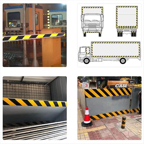 Black Yellow Caution Reflective Tape 2 Inx 82 Feet Reflective Tape Outdoor Safety Floor Tape Hazard Driveway Reflectors for Vehicles, Trailers, Boats, Signs(Black and Yellow) in Saudi Arabia