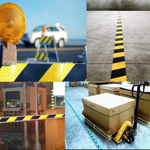 Black Yellow Caution Reflective Tape 2 Inx 82 Feet Reflective Tape Outdoor Safety Floor Tape Hazard Driveway Reflectors for Vehicles, Trailers, Boats, Signs(Black and Yellow) in Saudi Arabia
