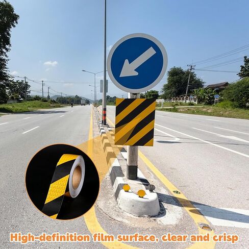Black Yellow Caution Reflective Tape 2 Inx 82 Feet Reflective Tape Outdoor Safety Floor Tape Hazard Driveway Reflectors for Vehicles, Trailers, Boats, Signs(Black and Yellow) in Saudi Arabia