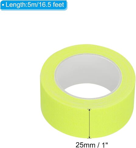 PATIKIL 1 inch x 16.5 feet Neon Gaffer Cloth Tape, 1 Roll Fluorescent Adhesive Tape UV Black Light Glow Tape for UV Party, Yellow in Saudi Arabia