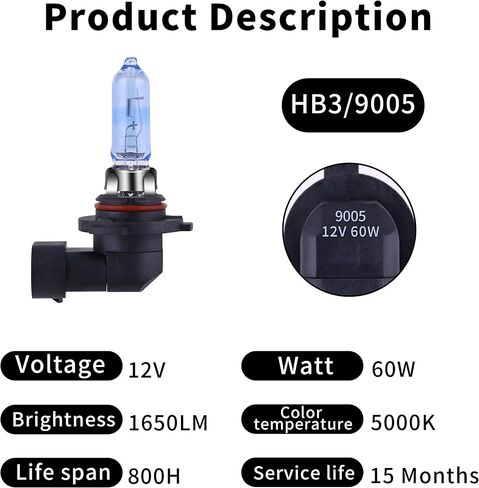 لمبة المصباح الهالوجين H8 مع ضوء أبيض فائق استبدال طويل العمر PGJI9-1 12V/35W (عبوتان) in Kuwait