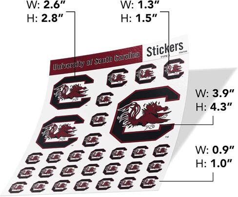 ملصقات صبار الصحراء بجامعة ساوث كارولينا Gamecocks USC Cocky الفينيل الشارات الكمبيوتر المحمول زجاجة ماء سيارة القصاصات 11.42x8.98 ورقة T3 (النوع 3 C) in Saudi Arabia