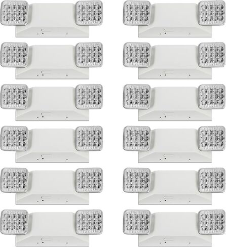 Led Emergency Lights, Commercial Emergency Light with Battery Backup, Dual Head Emergency Lights for Home Power Failure, Emergency Exit Light Fixture for Business, Hardwired White 12 Pack in Saudi Arabia