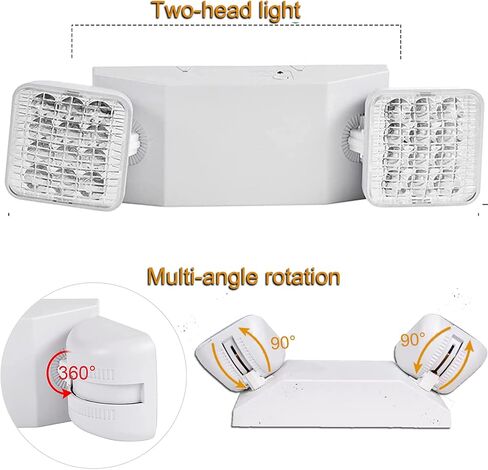 Led Emergency Lights, Commercial Emergency Light with Battery Backup, Dual Head Emergency Lights for Home Power Failure, Emergency Exit Light Fixture for Business, Hardwired White 12 Pack in Saudi Arabia