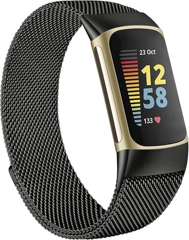 سوار معدني لساعة Fitbit Charge 5 للنساء والرجال، سوار معصم مغناطيسي من الفولاذ المقاوم للصدأ وسوار شبكي بديل لساعة Fitbit Charge 5 in Kuwait