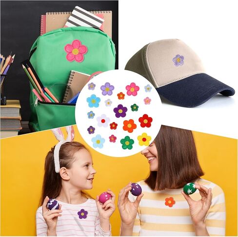 20 Pcs Flower Iron on Patches,Flower Patches for Clothes Cute Colorful Embroidered Sew on Flower Applique Embroidery Patch for Clothing Repair and Decoration DIY Craft (10 Colors) in Kuwait