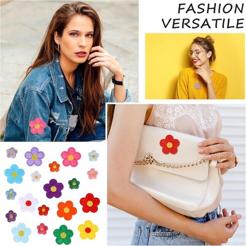 20 Pcs Flower Iron on Patches,Flower Patches for Clothes Cute Colorful Embroidered Sew on Flower Applique Embroidery Patch for Clothing Repair and Decoration DIY Craft (10 Colors) in Kuwait