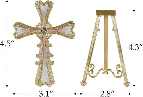 NIKKY HOME واقفًا على شكل صليب يسوع - مصنوع يدويًا من المعدن الذهبي العتيق الفن الروحي الكاثوليكي للكنيسة مذبح عيد الفصح - هدية لحدث المعمودية الدينية in Kuwait