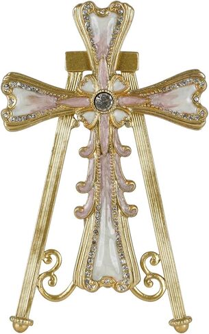 NIKKY HOME واقفًا على شكل صليب يسوع - مصنوع يدويًا من المعدن الذهبي العتيق الفن الروحي الكاثوليكي للكنيسة مذبح عيد الفصح - هدية لحدث المعمودية الدينية in Kuwait